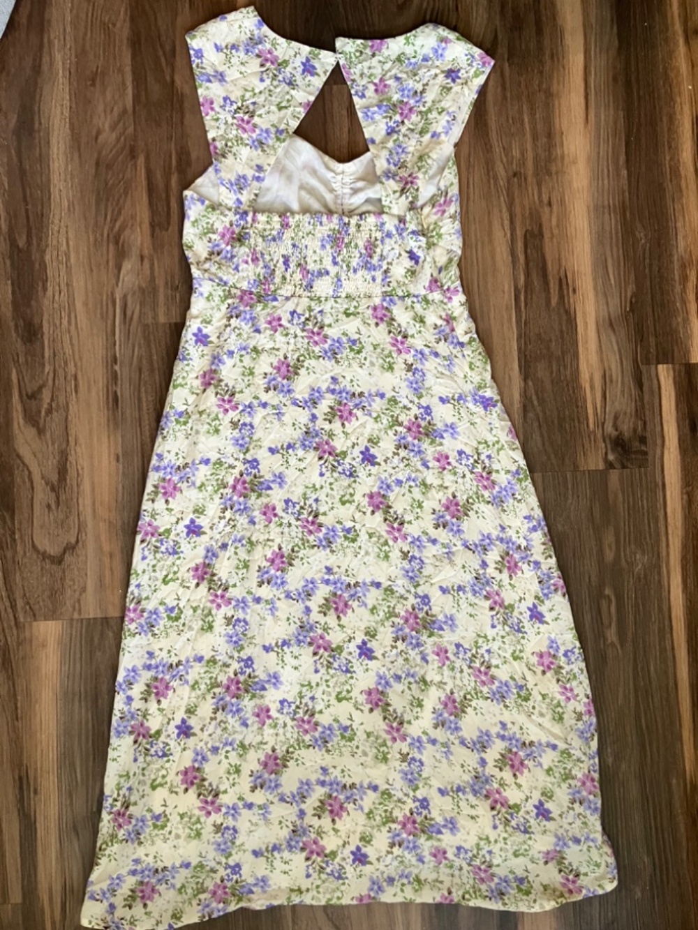 ASTR The Label Floral Midi Dress Womens Small S Purple Backless Cutout Slit - Picture 4 of 9